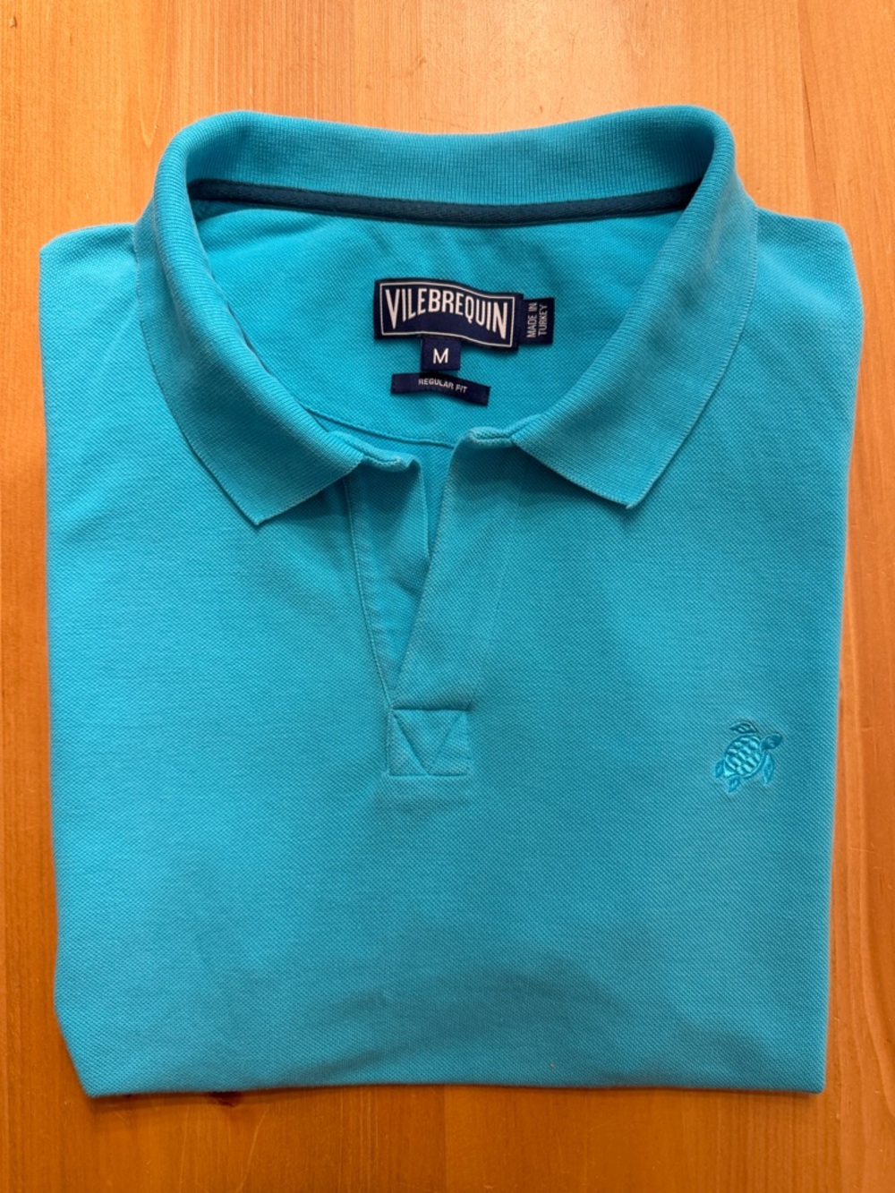 Vilebrequin Men’s Turquoise Polo with Turtle Emblem